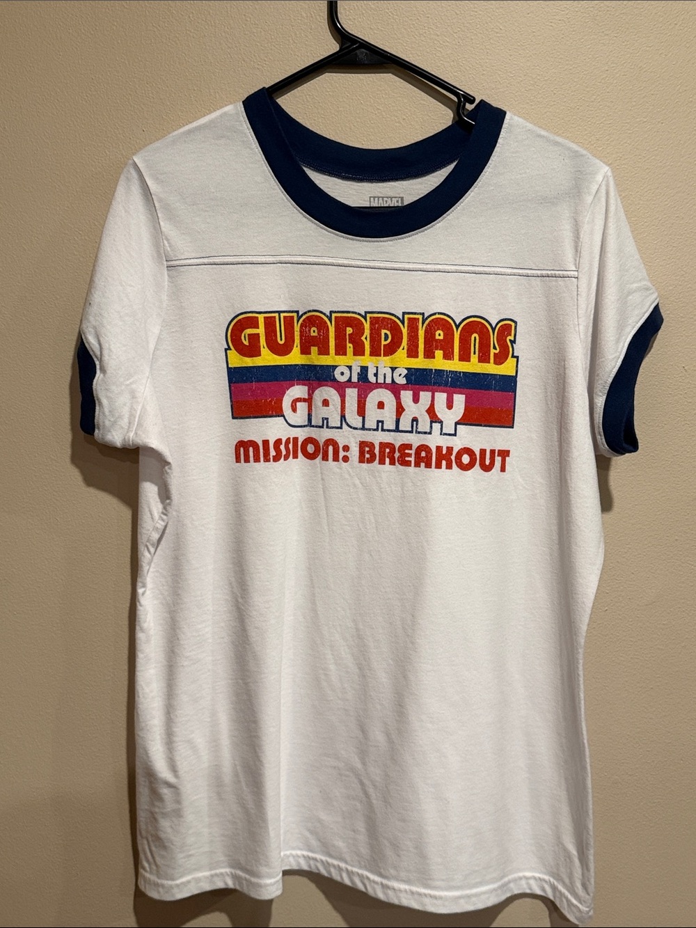 Disney Marvel Guardians of the Galaxy White Tee with Navy Trim